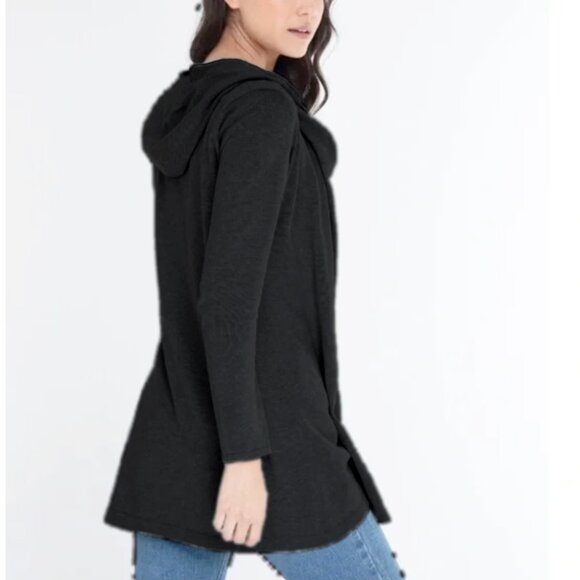 Alashan Cotton Cashmere Hooded Long Open Front Cardigan - Picture 1 of 6